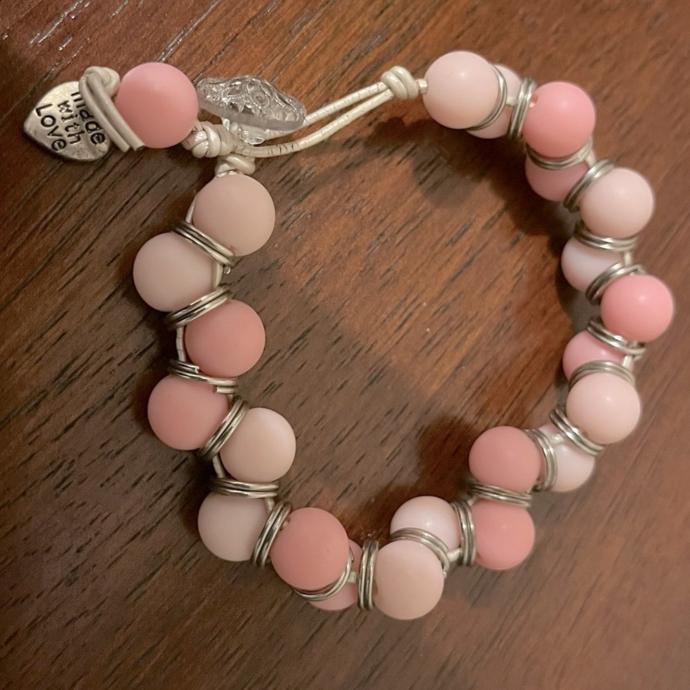 Pastel pink small bracelet (for child or small adult wrist) handmade
